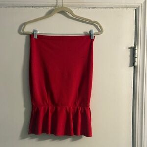 Red Women's Pencil Flare Skirt